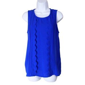 41 Hawthorn Royal Blue Sleeveless Blouse with Scallop Ruffle detail size S